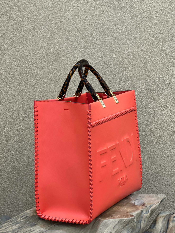 Fendi Sunshine Medium Leather Shopper Red F8535