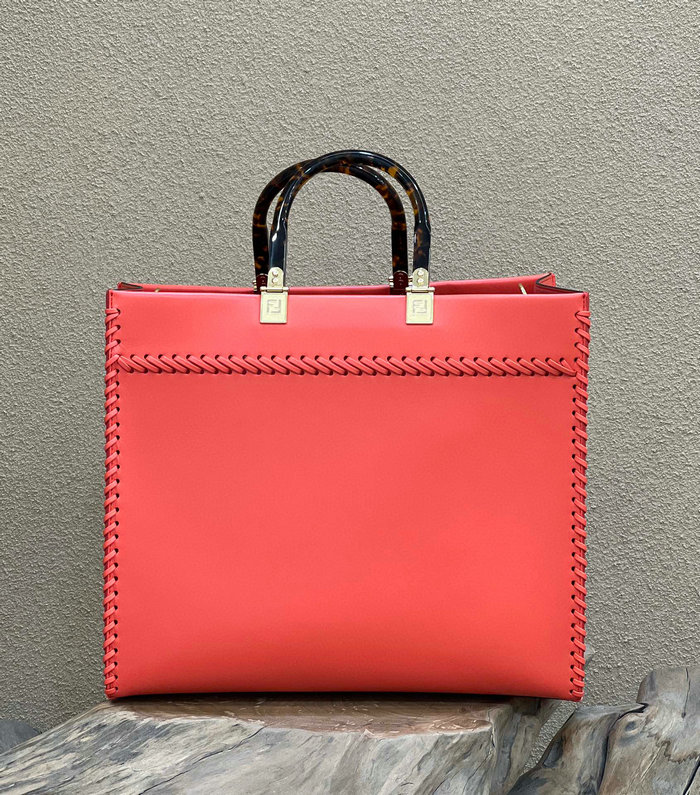 Fendi Sunshine Medium Leather Shopper Red F8535