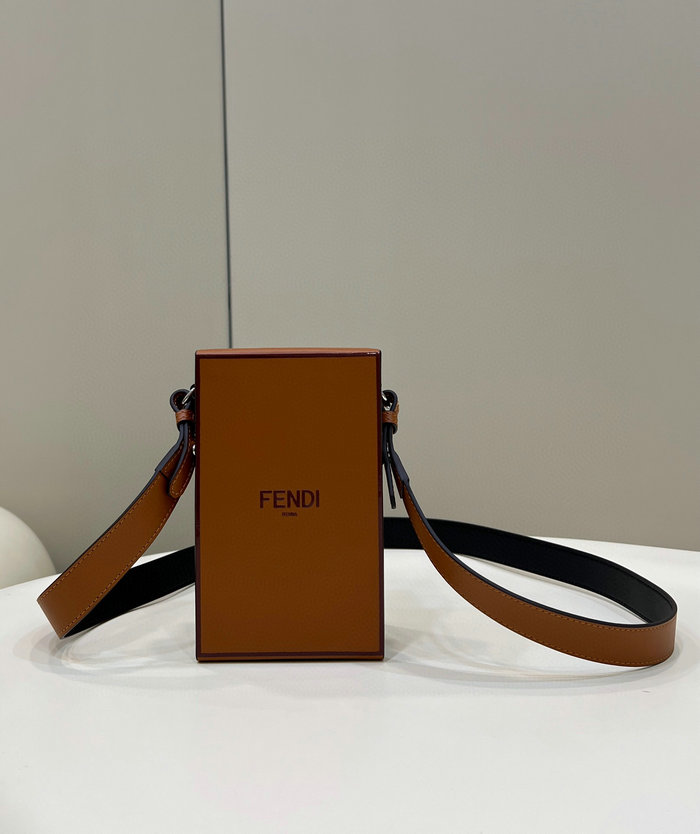 Fendi Vertical Box leather bag Brown F70309