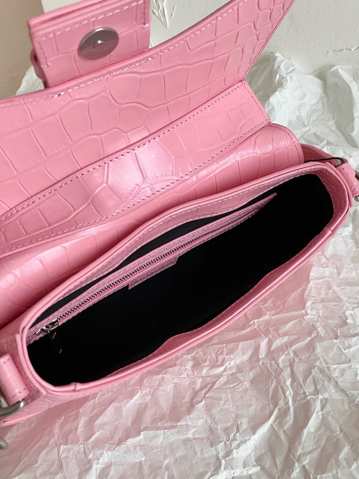 Balenciaga Lindsay Small Crocodile Shoulder Bag Pink B701141