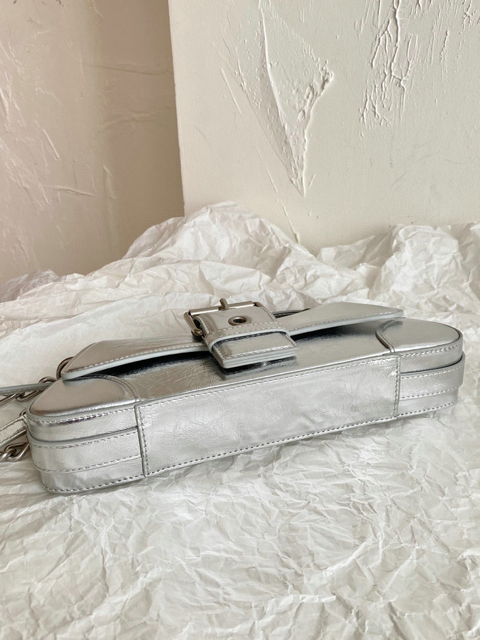 Balenciaga Lindsay Small Leather Shoulder Bag Silver B701141