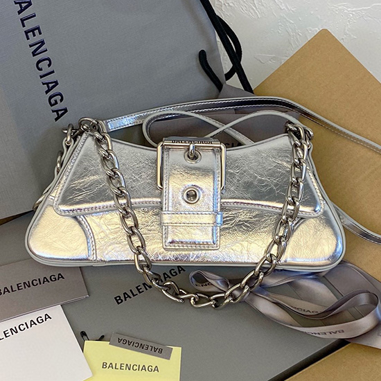 Balenciaga Lindsay Small Leather Shoulder Bag Silver B701141