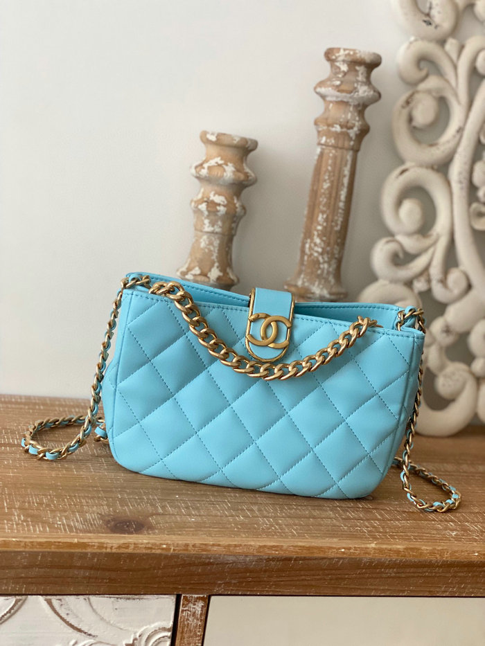 Chanel Hobo Handbag Blue AS3476