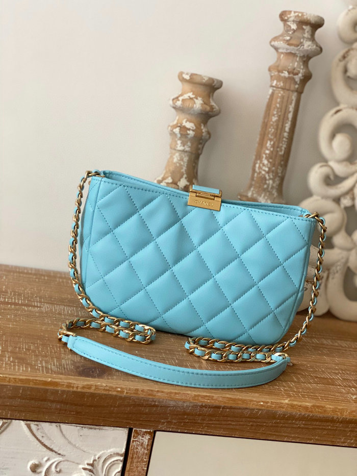 Chanel Hobo Handbag Blue AS3476