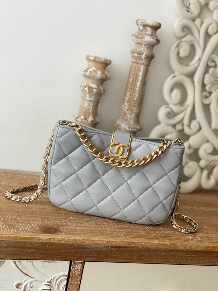 Chanel Hobo Handbag Grey AS3476