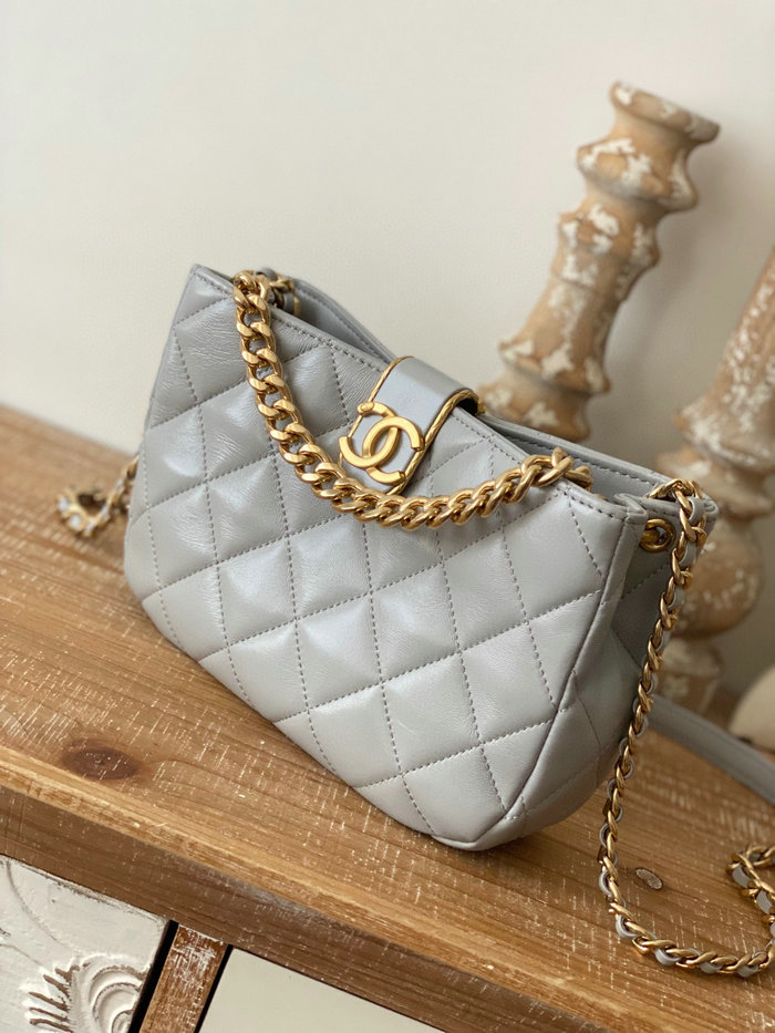 Chanel Hobo Handbag Grey AS3476