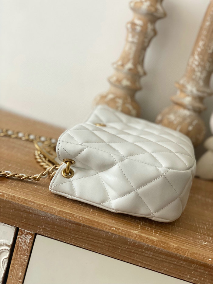 Chanel Hobo Handbag White AS3476