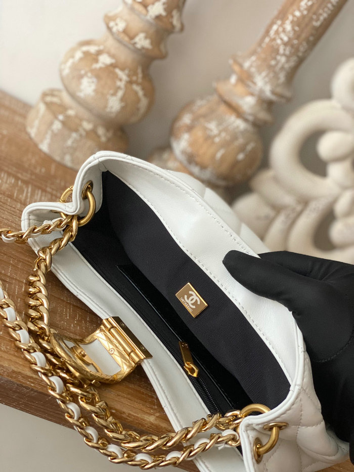 Chanel Hobo Handbag White AS3476