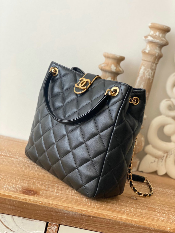 Chanel Lambskin SMALL TOTE Black AS3477