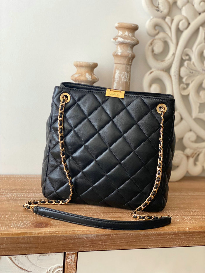 Chanel Lambskin SMALL TOTE Black AS3477