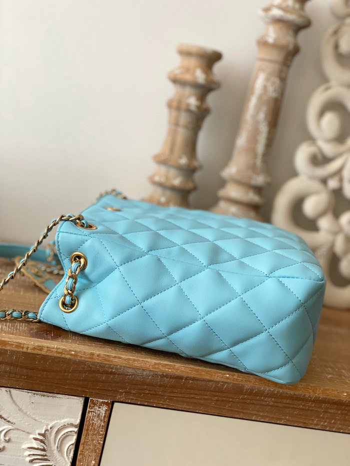 Chanel Lambskin SMALL TOTE Blue AS3477