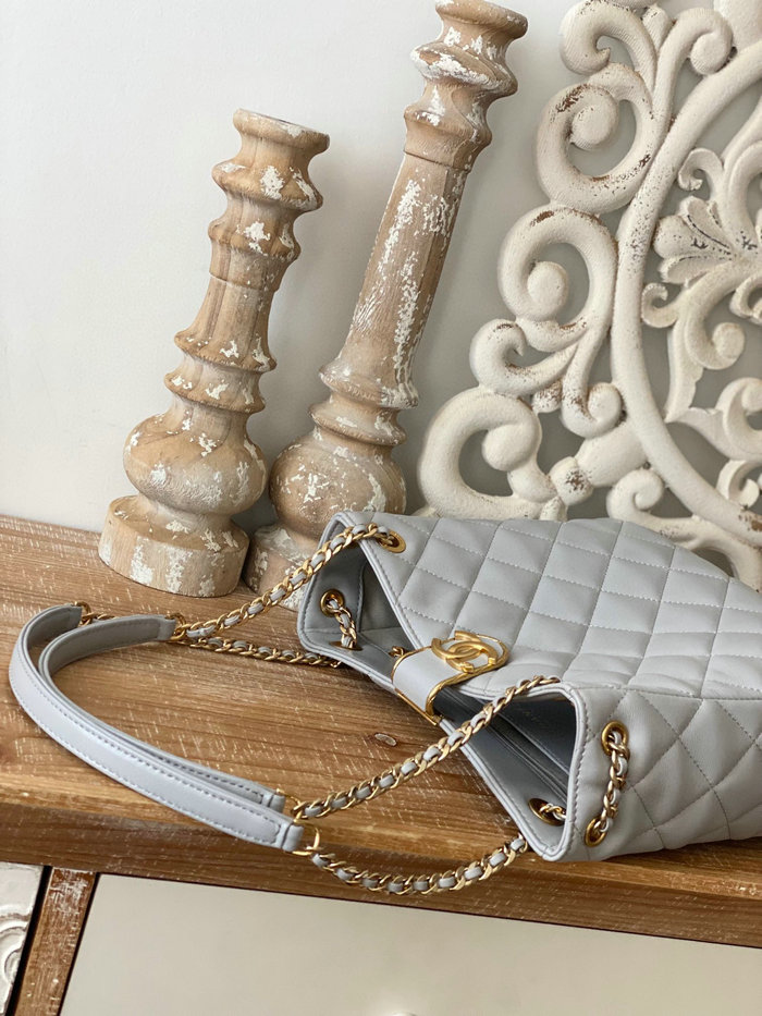 Chanel Lambskin SMALL TOTE Grey AS3477