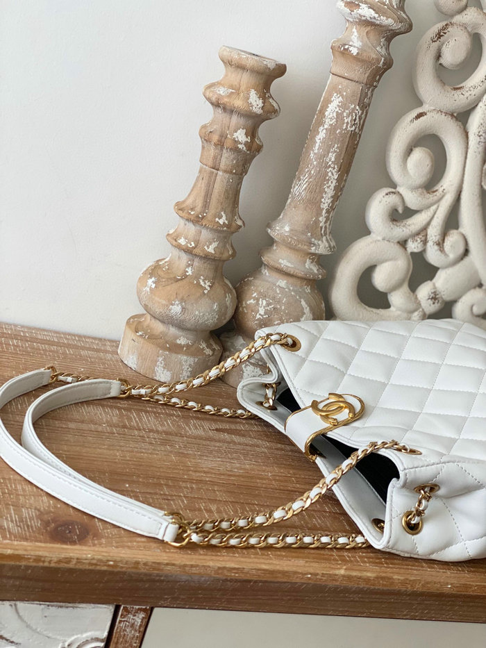 Chanel Lambskin SMALL TOTE White AS3477