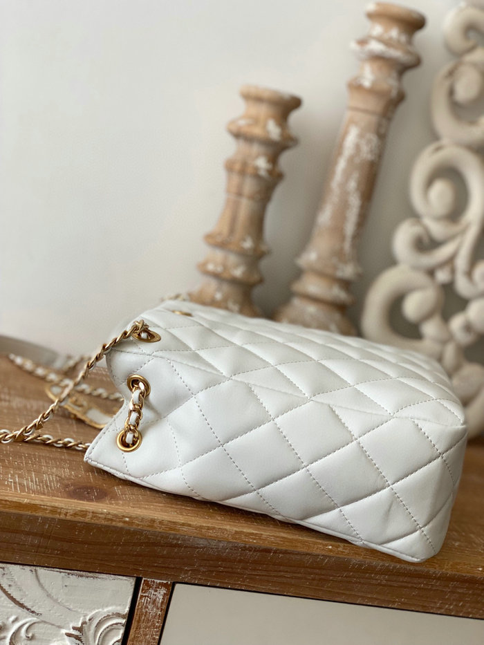 Chanel Lambskin SMALL TOTE White AS3477