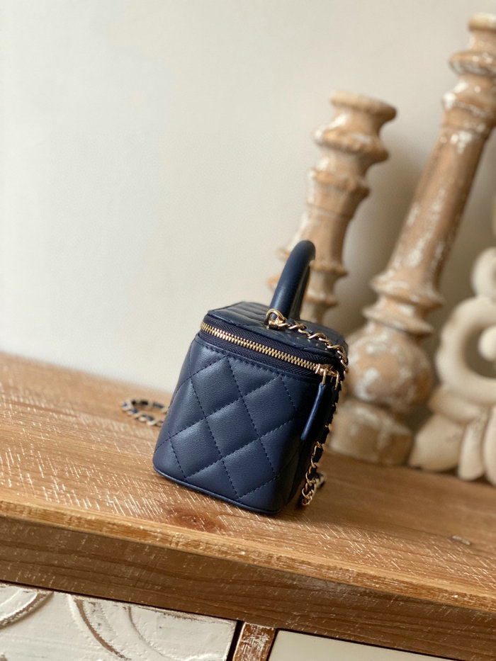 Chanel Lambskin Vanity with Chain Blue A81208