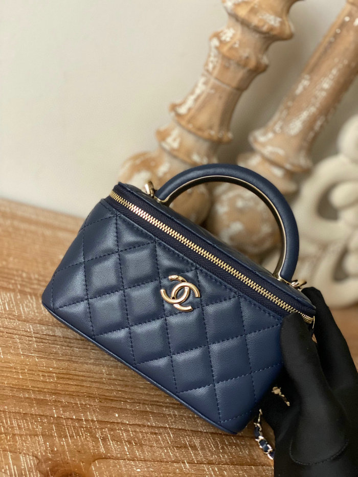 Chanel Lambskin Vanity with Chain Blue A81208