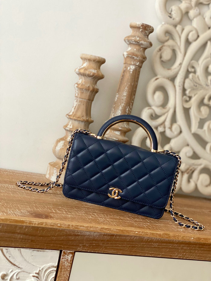 Chanel Lambskin WOC Chain Wallet Blue A81207