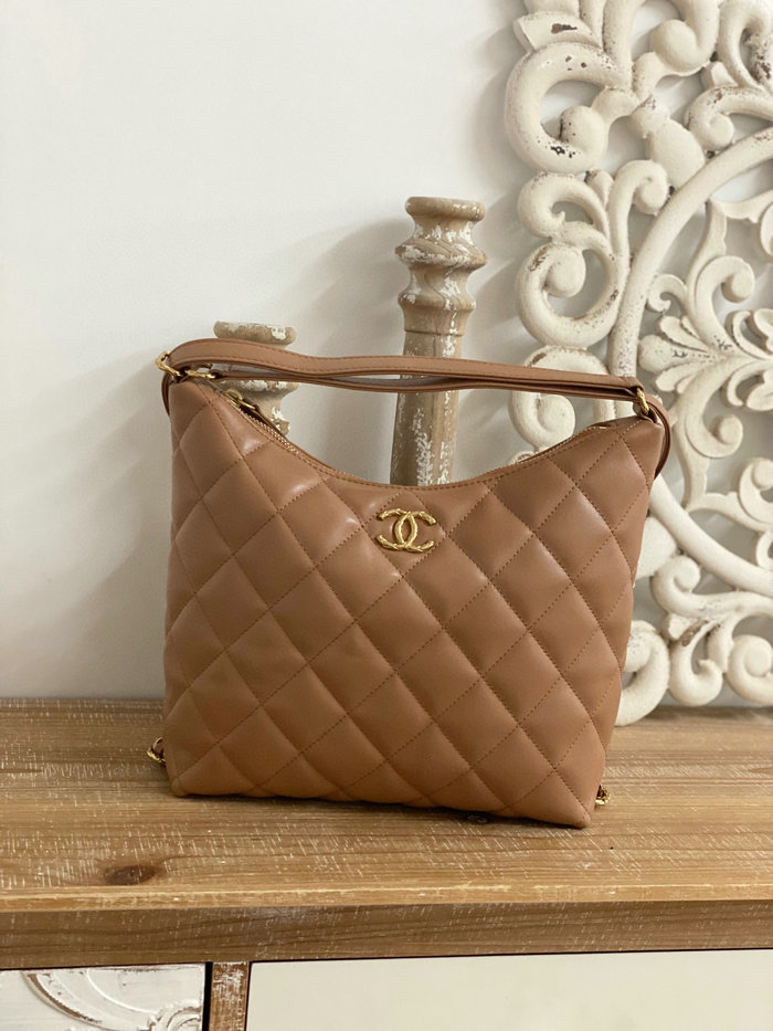 Chanel Maxi Hobo Bag Brown AS3488