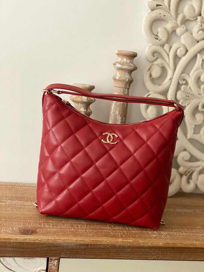 Chanel Maxi Hobo Bag Red AS3488