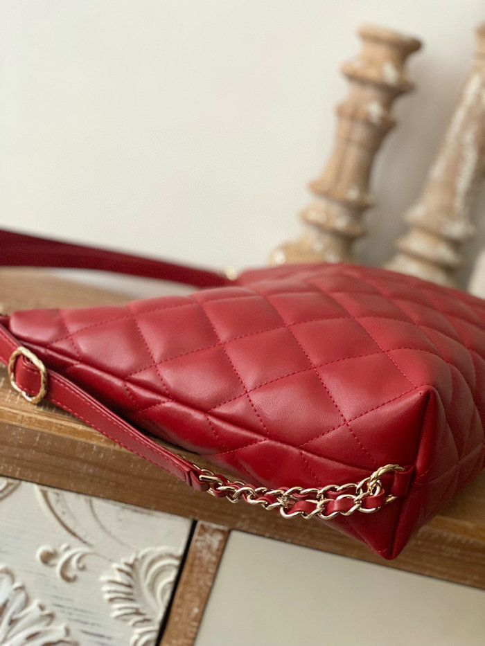 Chanel Maxi Hobo Bag Red AS3488