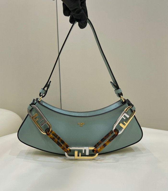 Fendi O'Lock embellished leather shoulder bag Blue F8573