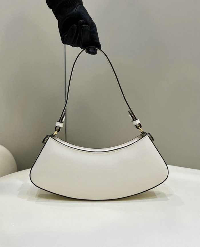 Fendi O'Lock embellished leather shoulder bag White F8573