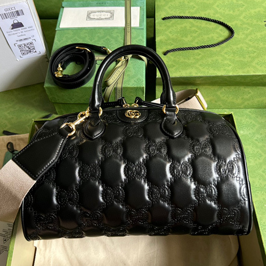 Gucci GG Matelasse leather medium bag Black 702242