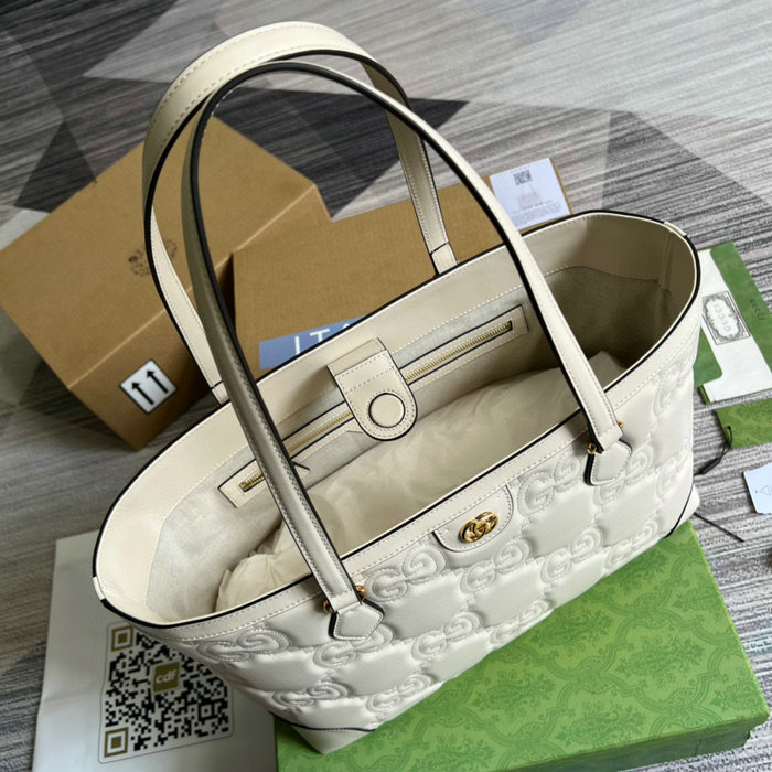 Gucci GG Matelasse leather medium tote White 631685