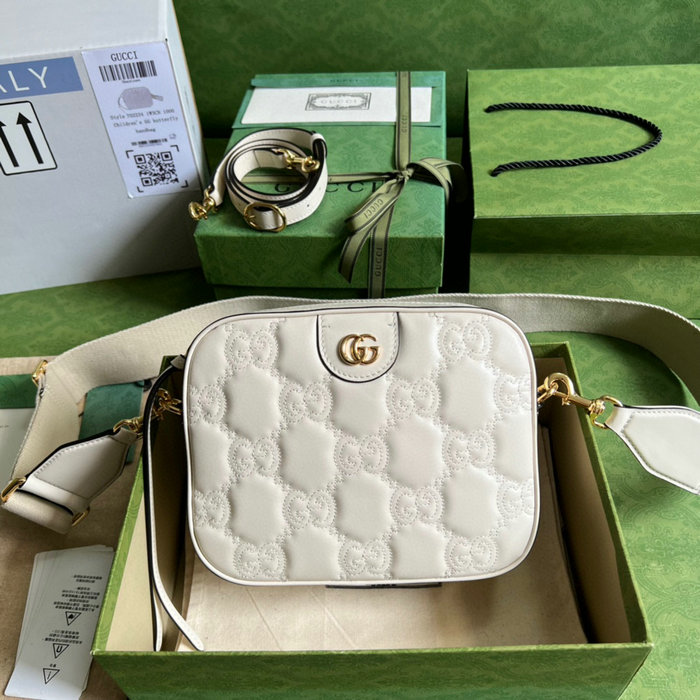 Gucci GG Matelasse leather small bag White 702234