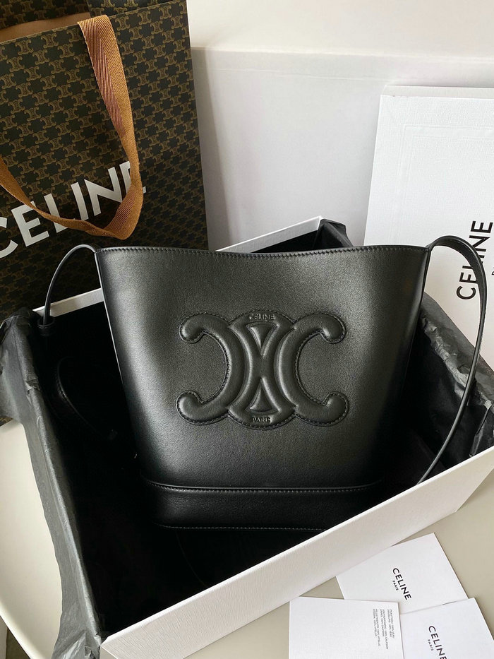 Celine Small Bucket Cuir Triomphe Black C35301