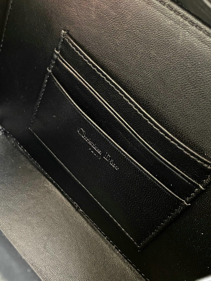 DIOR CARO BOX BAG WITH CHAIN Black D7301