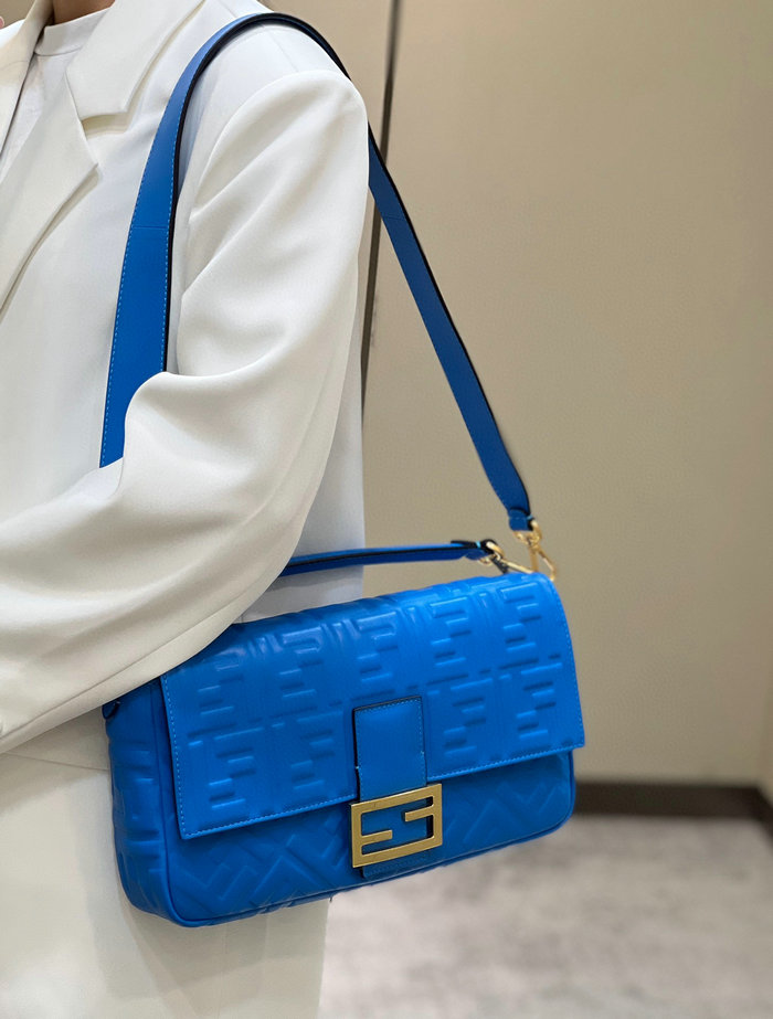 Fendi Baguette Leather Bag Blue F0192