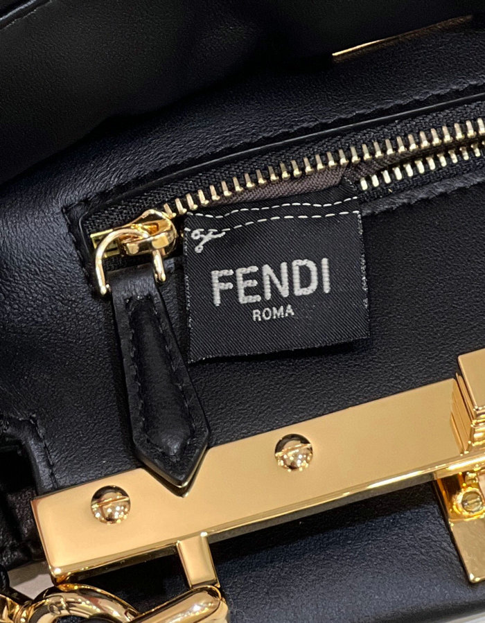 Fendi Braided Leather Mini Peekaboo Bag Black F80109