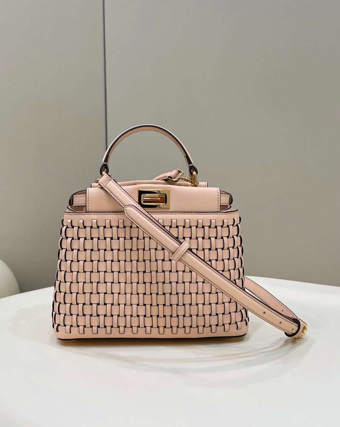 Fendi Braided Leather Mini Peekaboo Bag Pink F80109