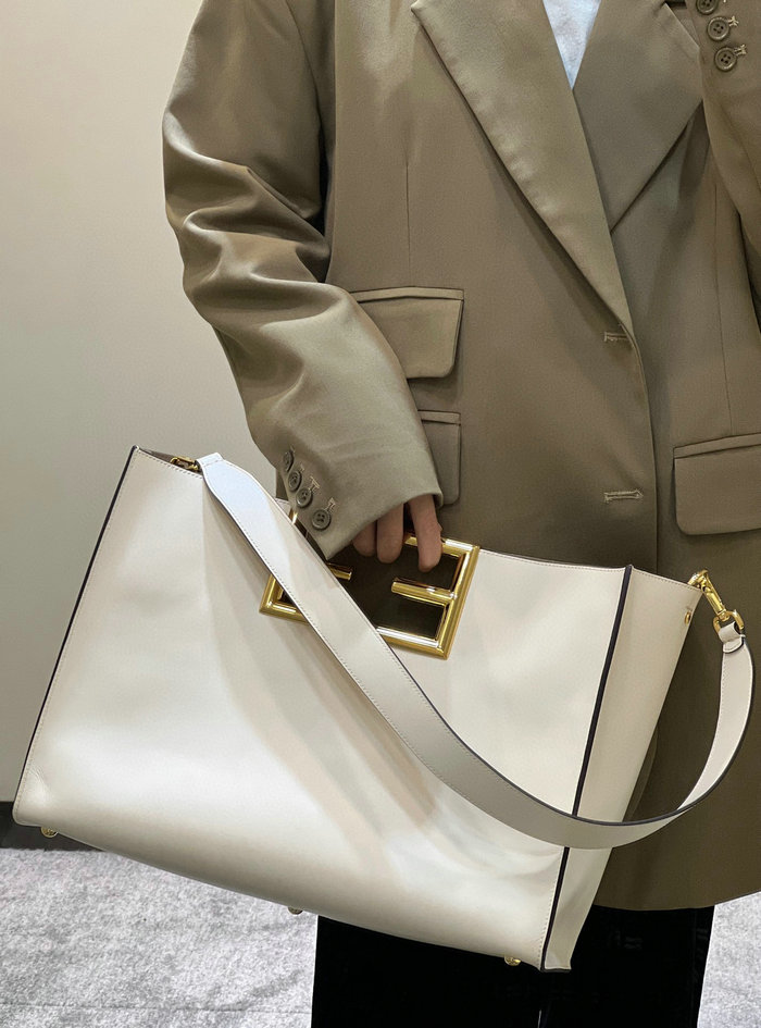 Fendi Way Tote Bag White F8506