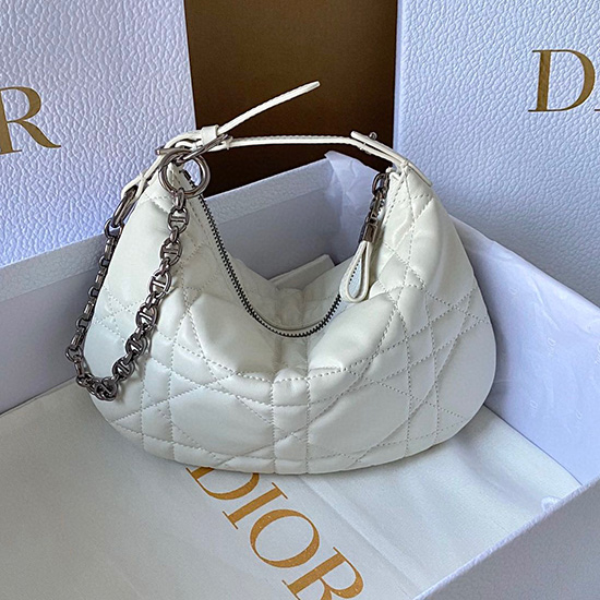 Mini Dior Caro Tulip Bag White S5139