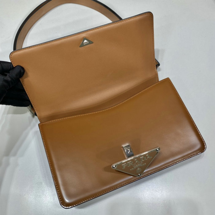 Prada Embleme brushed-leather bag Brown 1BD321