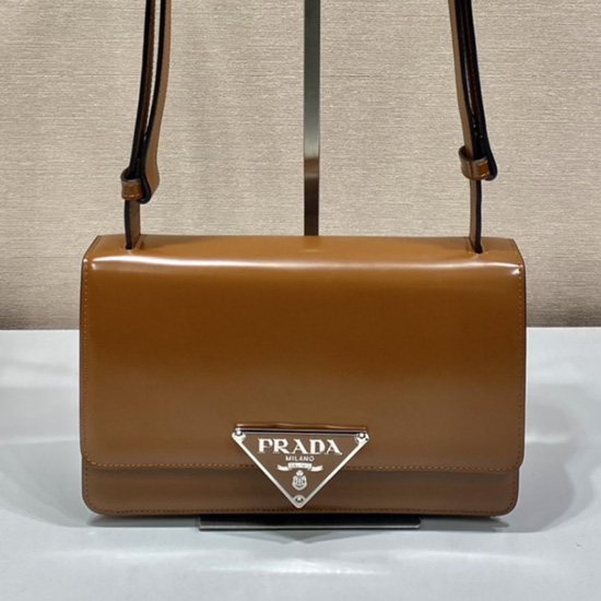 Prada Embleme brushed-leather bag Brown 1BD321