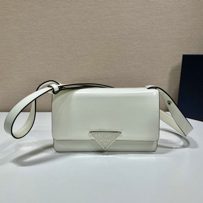 Prada Embleme brushed-leather bag White 1BD321