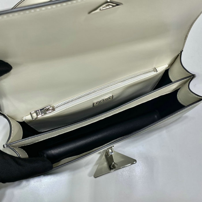 Prada Embleme brushed-leather bag White 1BD321