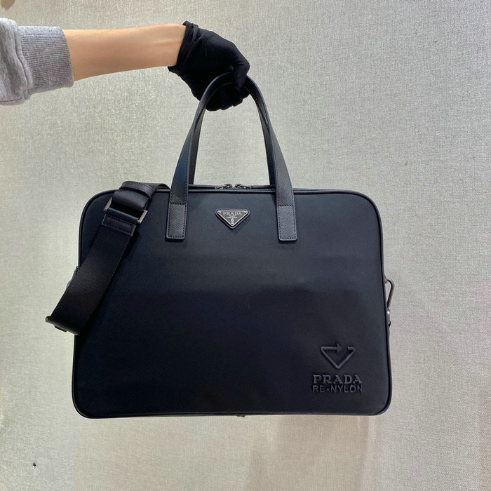 Prada Re-Nylon and Leather Briefcase Black 2VE005