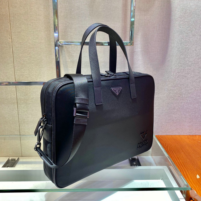 Prada Re-Nylon and Leather Briefcase Black 2VE005