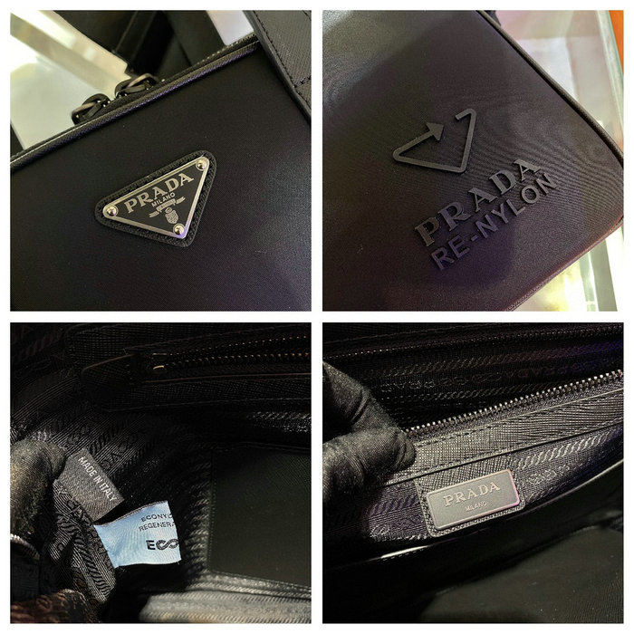 Prada Re-Nylon and Leather Briefcase Black 2VE005