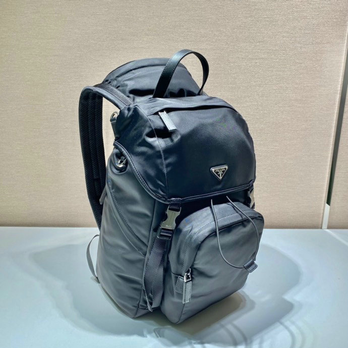 Prada Re-Nylon and Saffiano leather backpack with hood 2VZ135