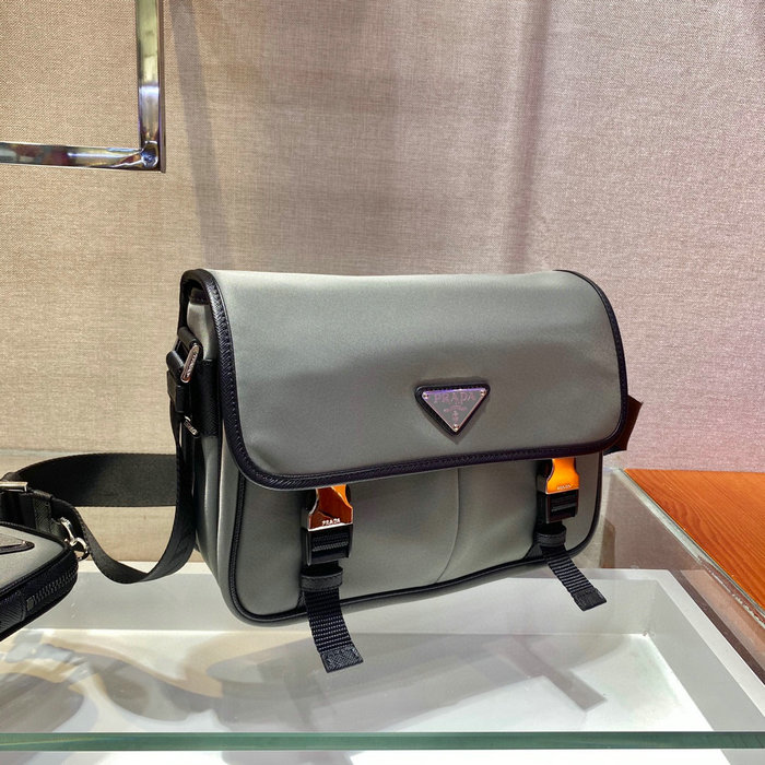 Prada Re-Nylon and Saffiano leather shoulder bag Grey 2VD769