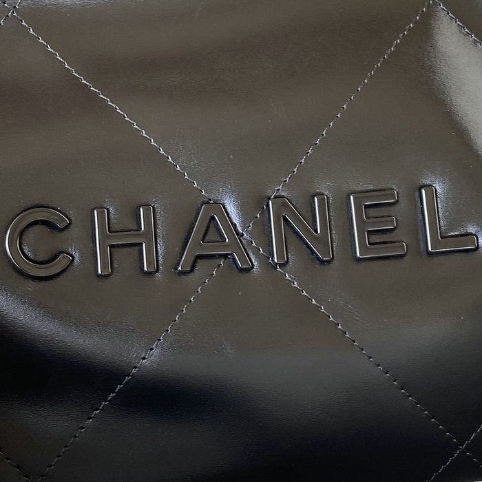 CHANEL Shiny Calfskin 22 SMALL HANDBAG Black AS3260