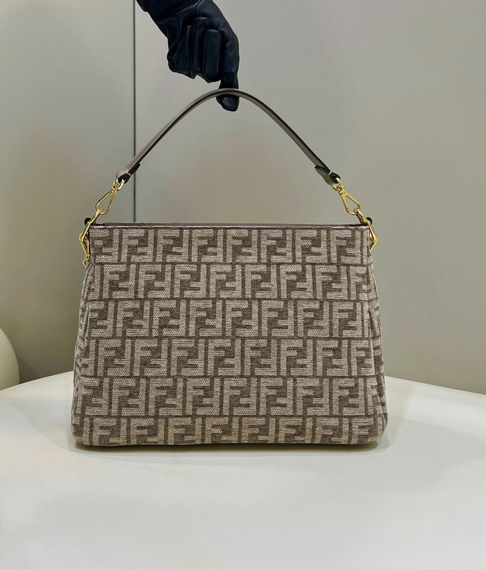 Fendi O'Lock Zip tapestry fabric bag Beige F8580