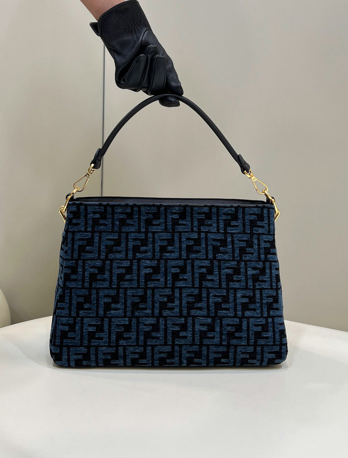 Fendi O'Lock Zip tapestry fabric bag Blue F8580