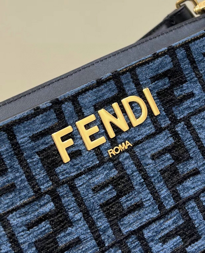 Fendi O'Lock Zip tapestry fabric bag Blue F8580