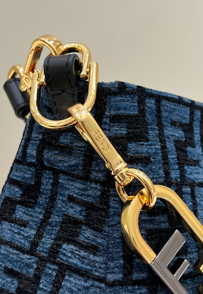 Fendi O'Lock Zip tapestry fabric bag Blue F8580